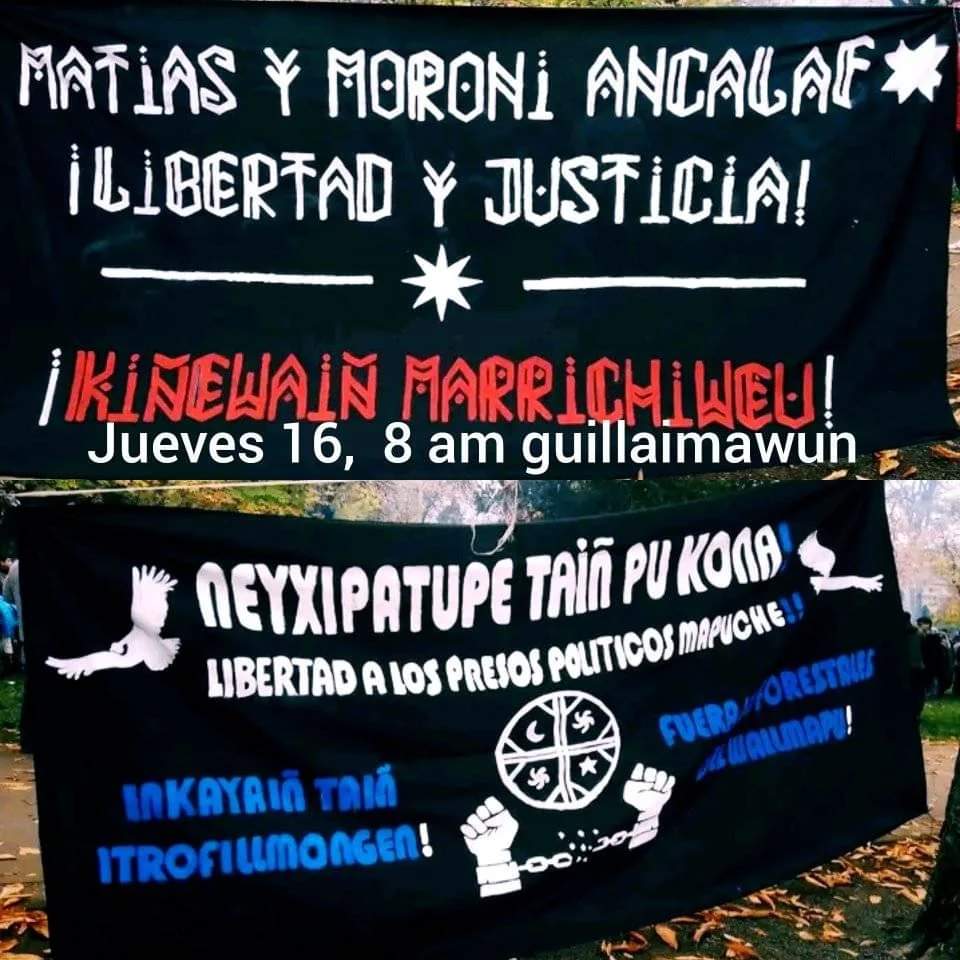 Comunicado desde la carcel de Temuco de Matias y Moroni Ancalaf Prado del Lof Choin Lafkenche de la zona de Malleco.